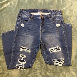 Maurices Ripped Blue Skinny Jeans